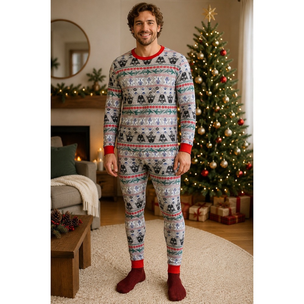 Hanna Andersson Star Wars Holiday Pajama Set Organic Cotton Gray Red Large Y2K